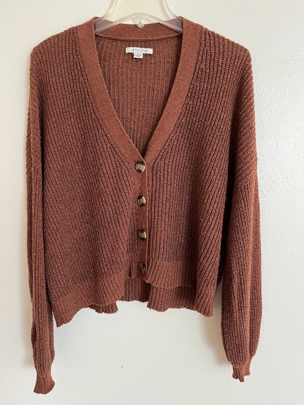 American Eagle Women's Knit Oversized Slouchy Cardigan Brown Size M Preppy